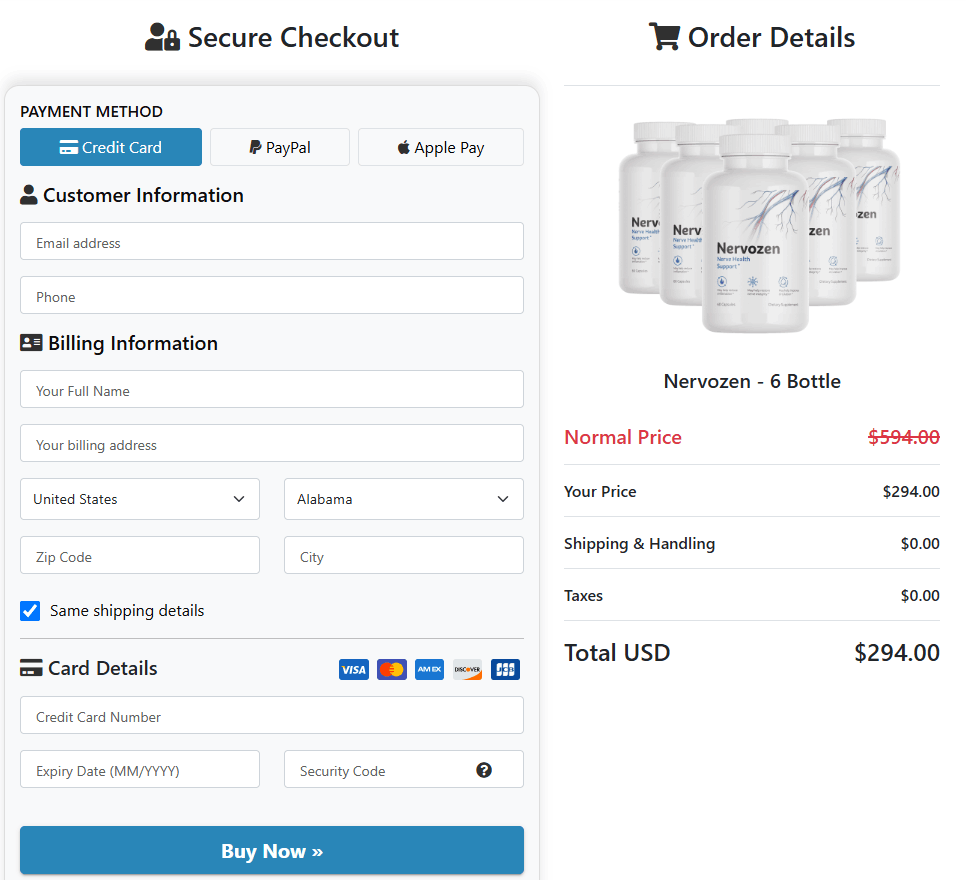 Nervozen USA Checkout